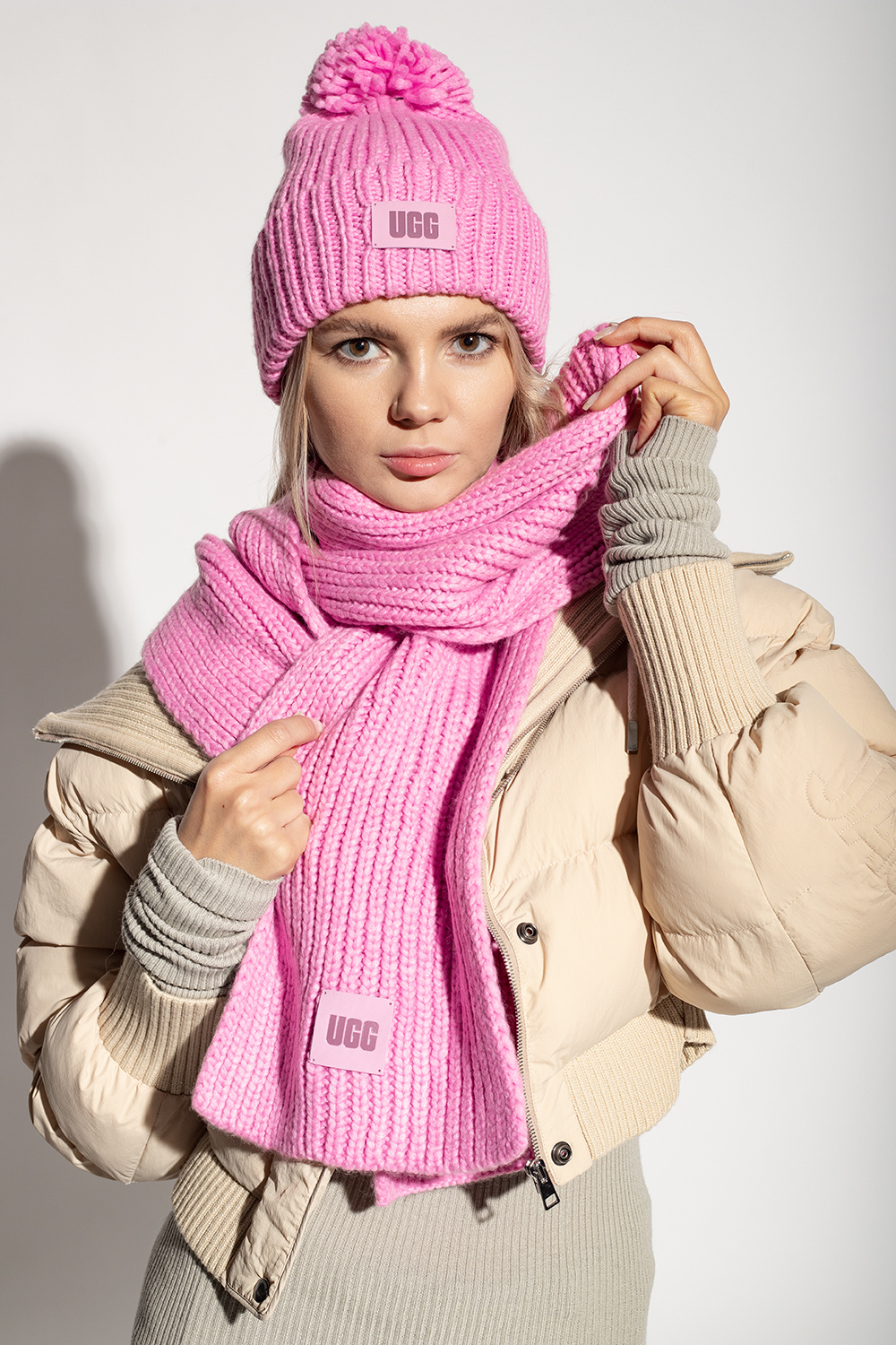 Ugg beanie and clearance scarf set